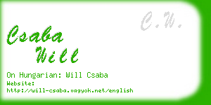 csaba will business card